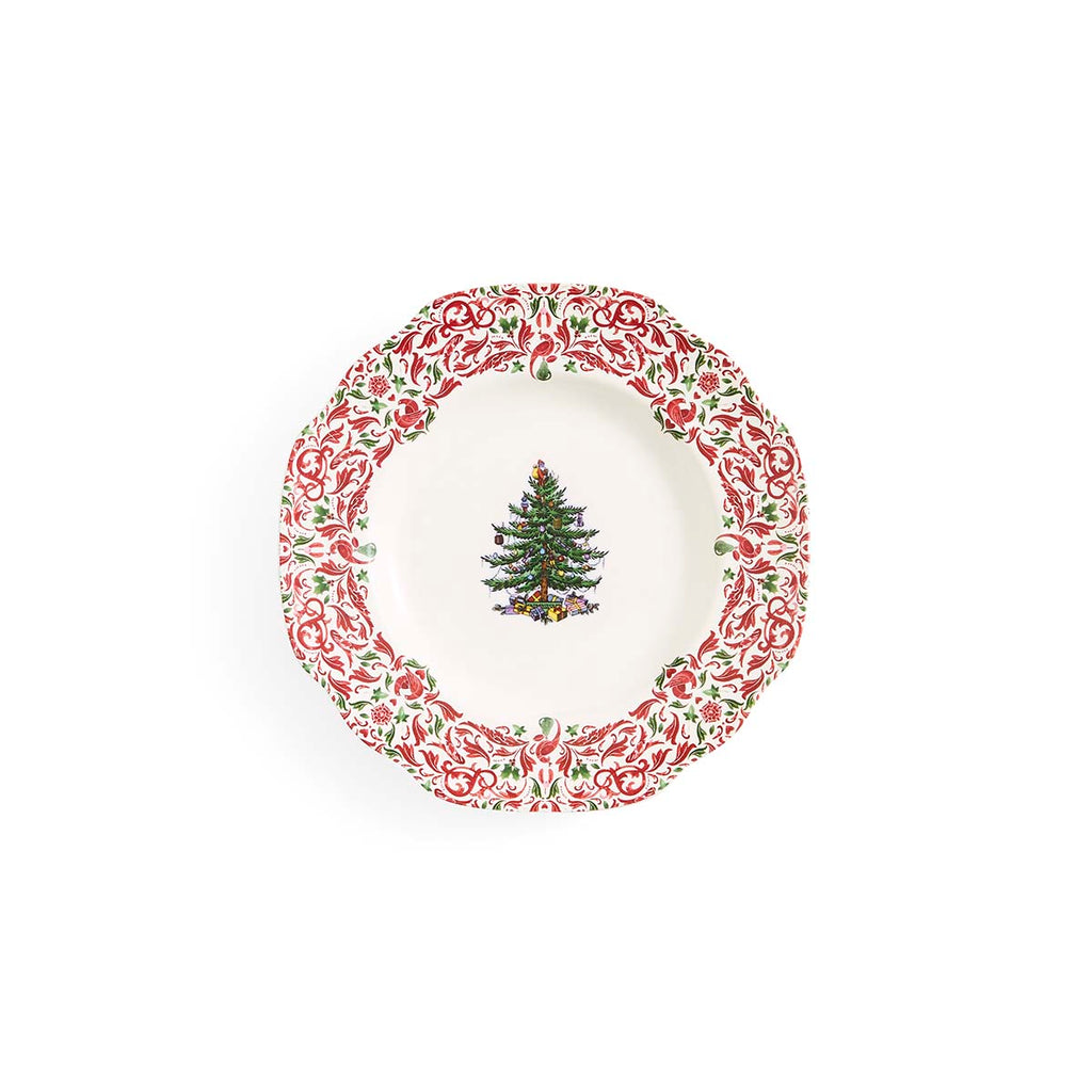 NEW - Spode - Christmas Tree Yuletide - Scalloped Dresser Plate - 20cm - Tree & Yuletide Border