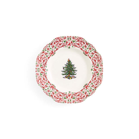 NEW - Spode - Christmas Tree Yuletide - Scalloped Dresser Plate - 20cm - Tree & Yuletide Border