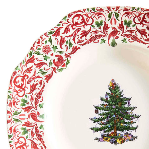 NEW - Spode - Christmas Tree Yuletide - Scalloped Dresser Plate - 20cm - Tree & Yuletide Border