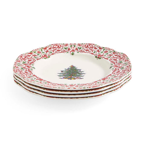 NEW - Spode - Christmas Tree Yuletide - Scalloped Dresser Plate - 20cm - Tree & Yuletide Border
