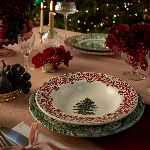 NEW - Spode - Christmas Tree Yuletide - Soup Plate - Tree & Yuletide Border