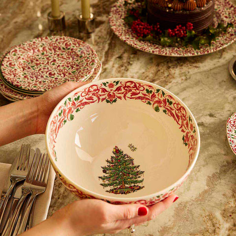 NEW - Spode - Christmas Tree Yuletide - Salad Bowl - Tree & Yuletide Border