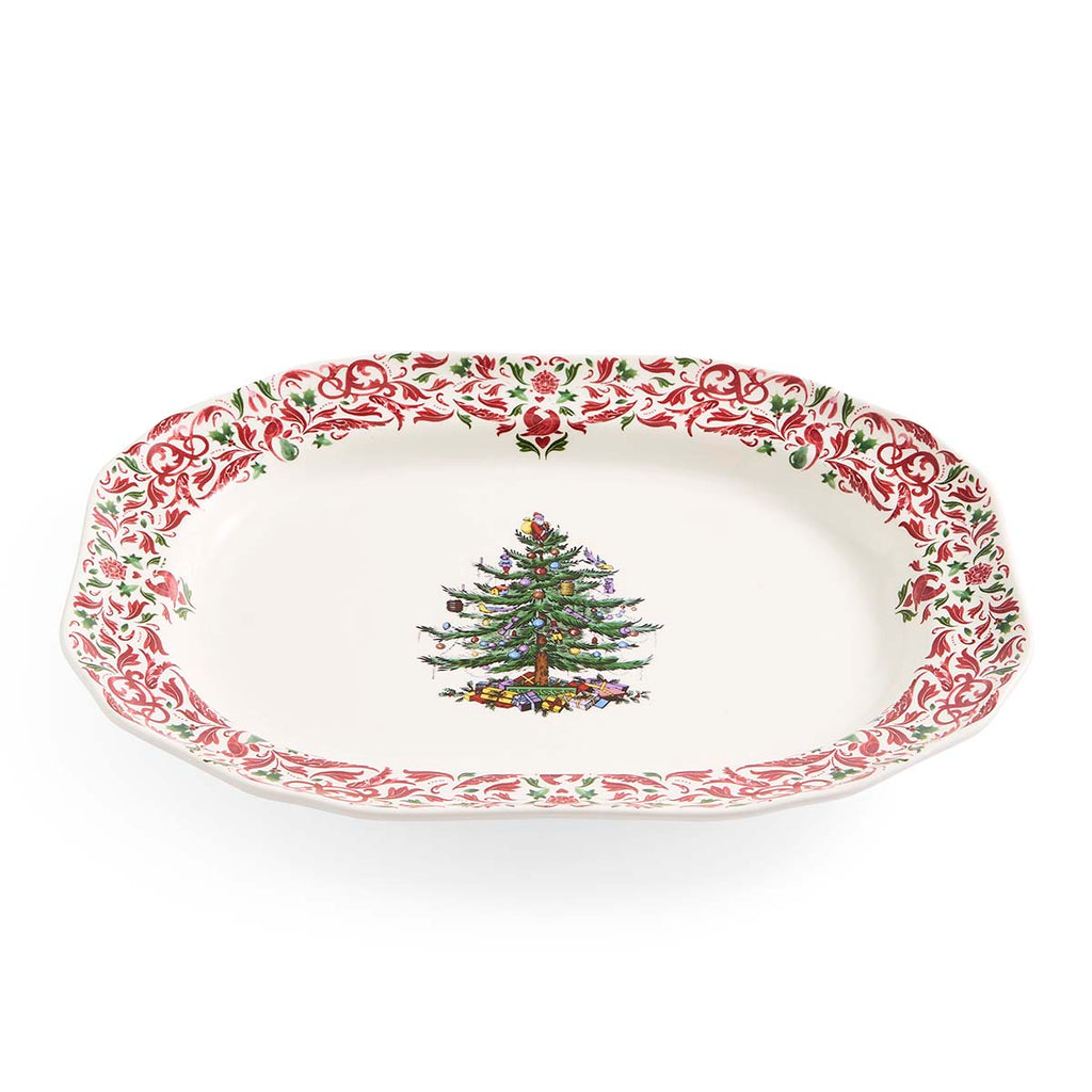 NEW - Spode - Christmas Tree Yuletide - Rectangular Tray - Tree & Yuletide Border