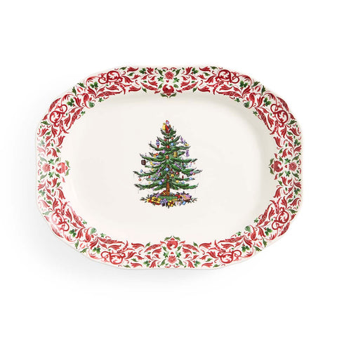 NEW - Spode - Christmas Tree Yuletide - Rectangular Tray - Tree & Yuletide Border