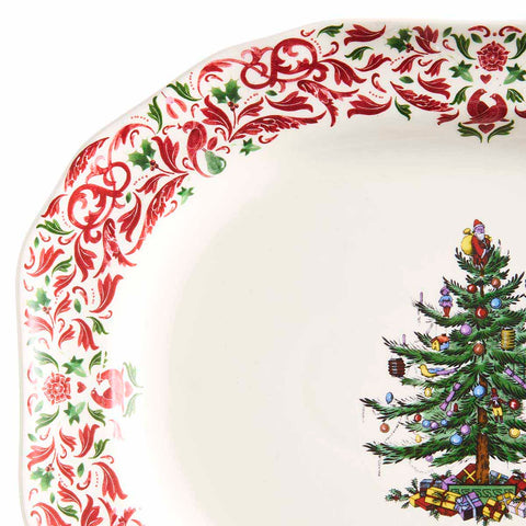 NEW - Spode - Christmas Tree Yuletide - Rectangular Tray - Tree & Yuletide Border