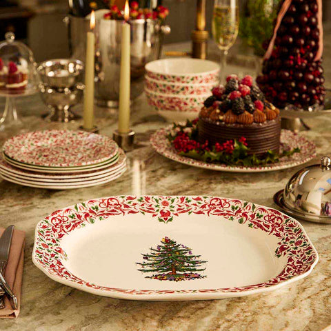 NEW - Spode - Christmas Tree Yuletide - Rectangular Tray - Tree & Yuletide Border