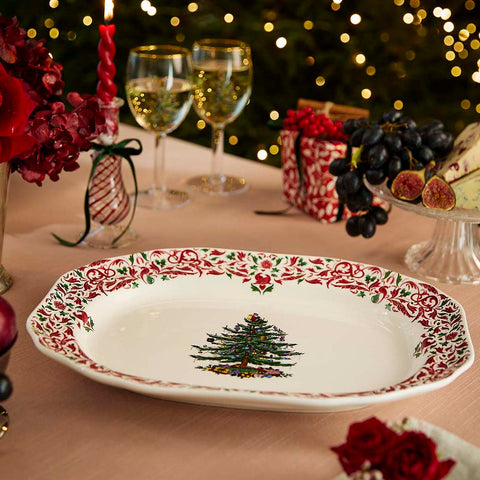 NEW - Spode - Christmas Tree Yuletide - Rectangular Tray - Tree & Yuletide Border