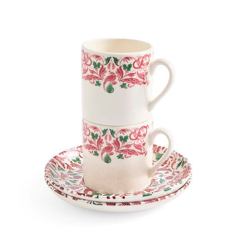 NEW - Spode - Christmas Tree Yuletide - Set of 2 Espresso Cups & Saucer