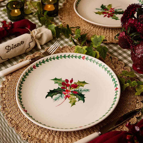 NEW - Portmeirion - Botanic Garden - Christmas - Dinner Plate - Holly & Border