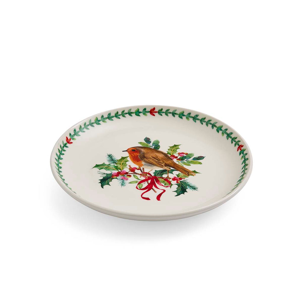 NEW - Portmeirion - Botanic Garden - Christmas - Salad Plate - Robin & Border
