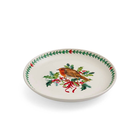NEW - Portmeirion - Botanic Garden - Christmas - Salad Plate - Robin & Border