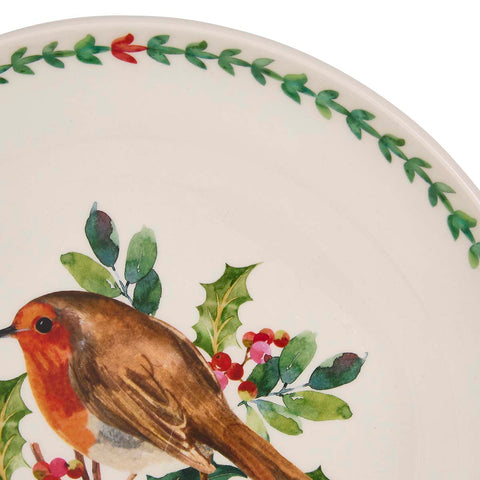 NEW - Portmeirion - Botanic Garden - Christmas - Salad Plate - Robin & Border