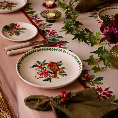 NEW - Portmeirion - Botanic Garden - Christmas - Salad Plate - Robin & Border