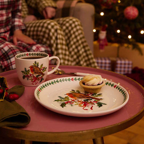 NEW - Portmeirion - Botanic Garden - Christmas - Salad Plate - Robin & Border