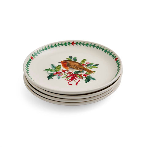NEW - Portmeirion - Botanic Garden - Christmas - Salad Plate - Robin & Border