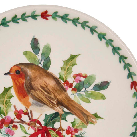 NEW - Portmeirion - Botanic Garden - Christmas - Set of 2 Side Plates - Robin