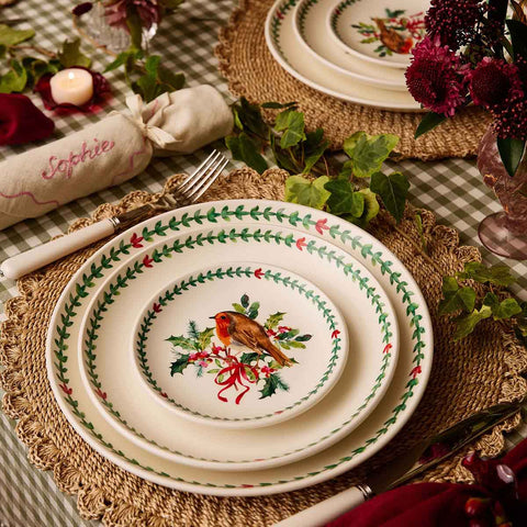 NEW - Portmeirion - Botanic Garden - Christmas - Set of 2 Side Plates - Robin