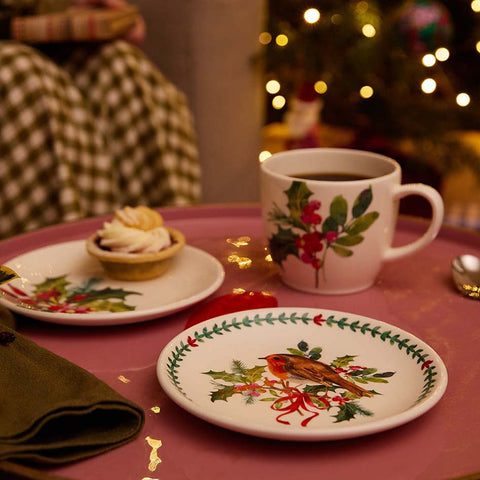 NEW - Portmeirion - Botanic Garden - Christmas - Set of 2 Side Plates - Robin