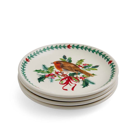 NEW - Portmeirion - Botanic Garden - Christmas - Set of 2 Side Plates - Robin