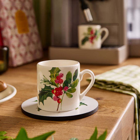 NEW - Portmeirion - Botanic Garden - Christmas - Set of 2 Espresso Cups - Holly