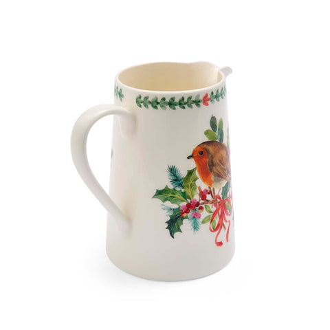 NEW - Portmeirion - Botanic Garden - Christmas - Bella Jug - 850ml / 1.5pt - Robin
