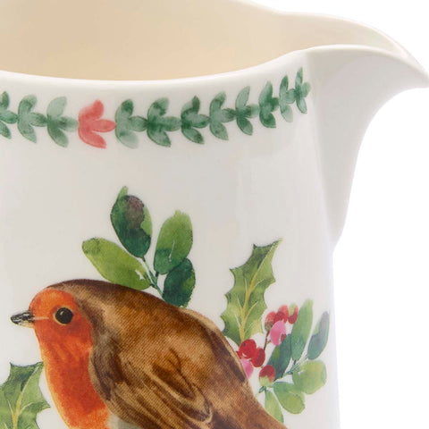 NEW - Portmeirion - Botanic Garden - Christmas - Bella Jug - 850ml / 1.5pt - Robin