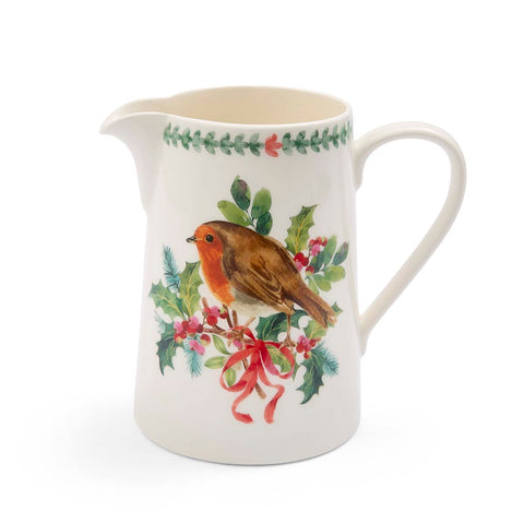 NEW - Portmeirion - Botanic Garden - Christmas - Bella Jug - 850ml / 1.5pt - Robin
