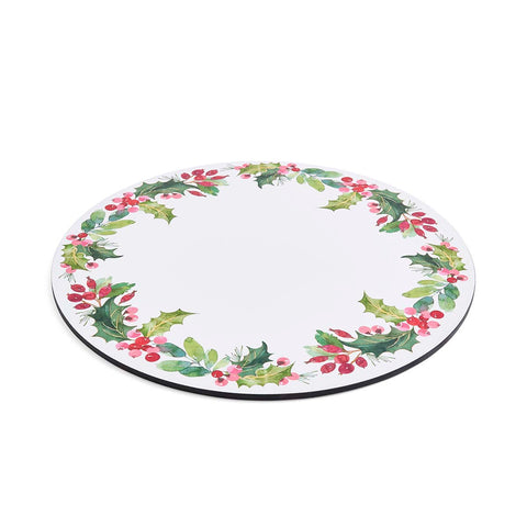 NEW - Portmeirion - Botanic Garden - Christmas -Set of 4 Round Coasters - Holly