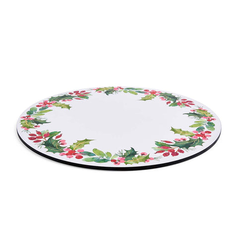 NEW - Portmeirion - Botanic Garden - Christmas -Set of 4 Round Coasters - Holly