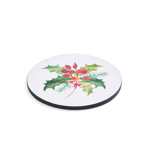 NEW - Portmeirion - Botanic Garden - Christmas - Set of 4 Round Placemats - Holly