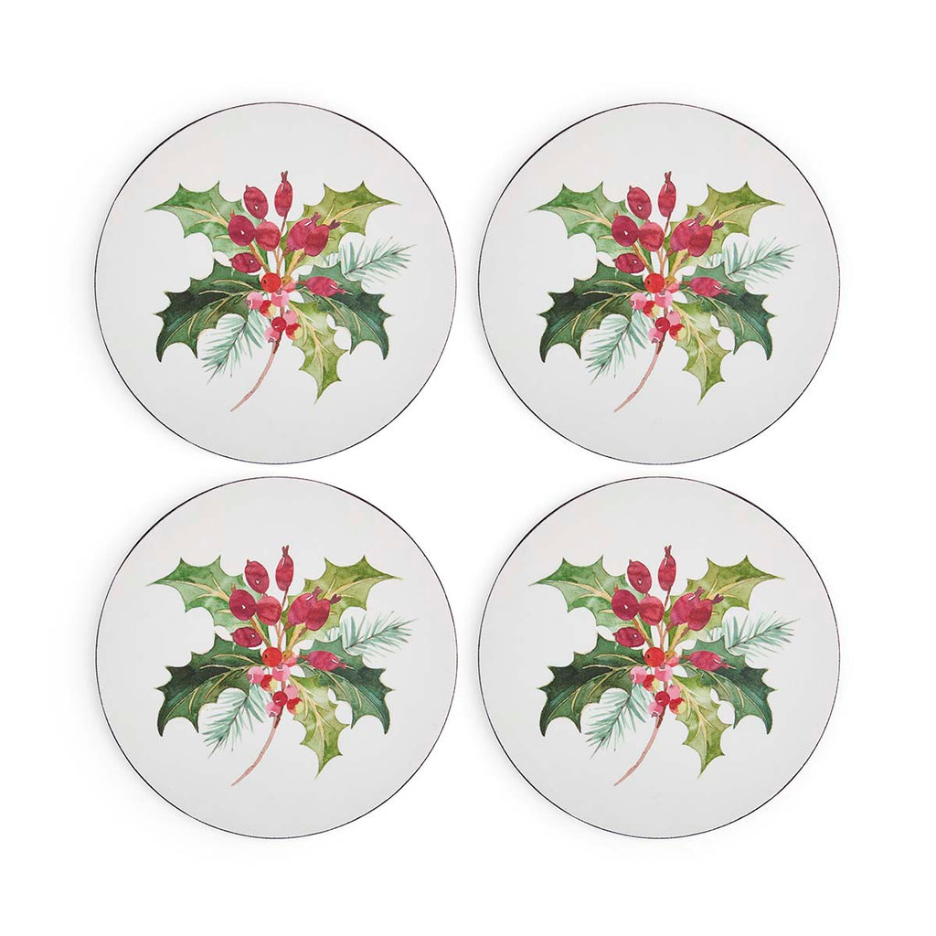 NEW - Portmeirion - Botanic Garden - Christmas - Set of 4 Round Placemats - Holly
