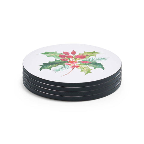 NEW - Portmeirion - Botanic Garden - Christmas - Set of 4 Round Placemats - Holly