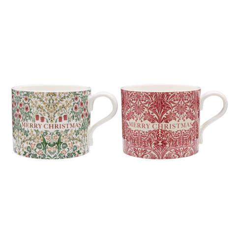 NEW - Spode - Morris & Co - Christmas - Set of 2 Mugs - Bluebell Red & Blackthorn