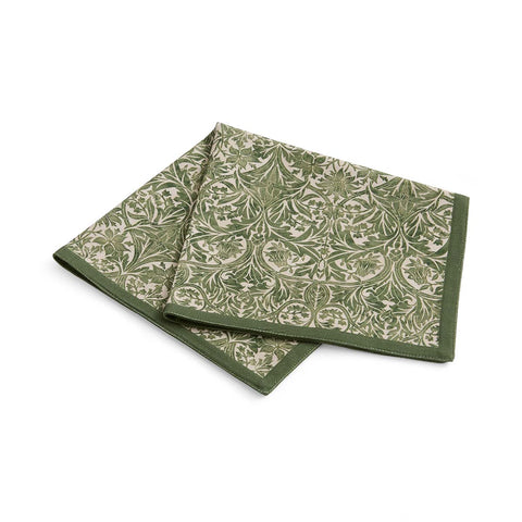 NEW - Spode - Morris & Co - Set of 2 Napkins - Bluebell Red & Green