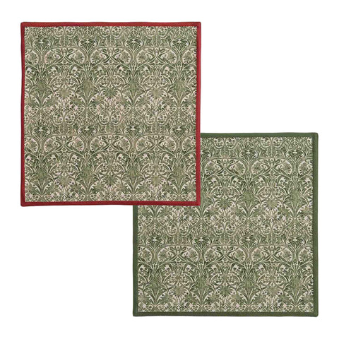 NEW - Spode - Morris & Co - Set of 2 Napkins - Bluebell Red & Green
