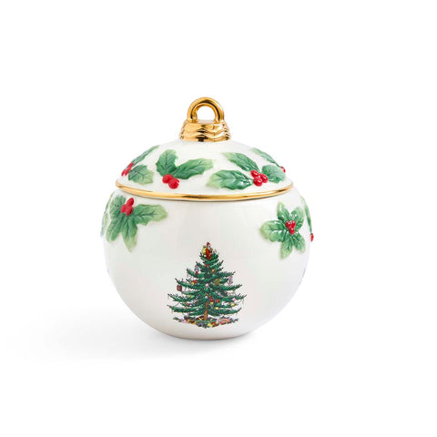 NEW - Spode Christmas Tree - Bauble Lidded Candy Bowl - 5"