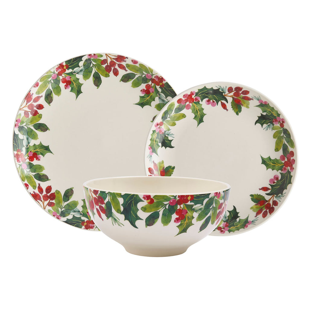 NEW - Portmeirion - Botanic Garden - Christmas - 12 Piece Dinner Set - Holly