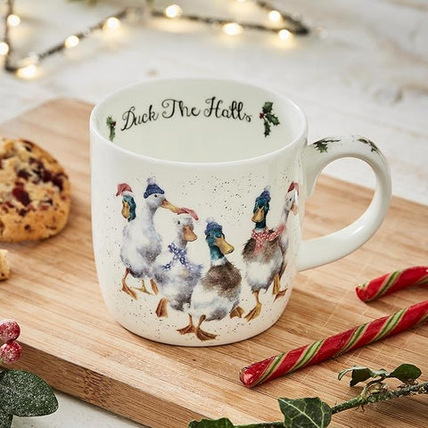 NEW - SPECIAL OFFER - LIMITED STOCK  - Wrendale - Christmas - Large Fine Bone China Mug - Duck the Halls Ducks
