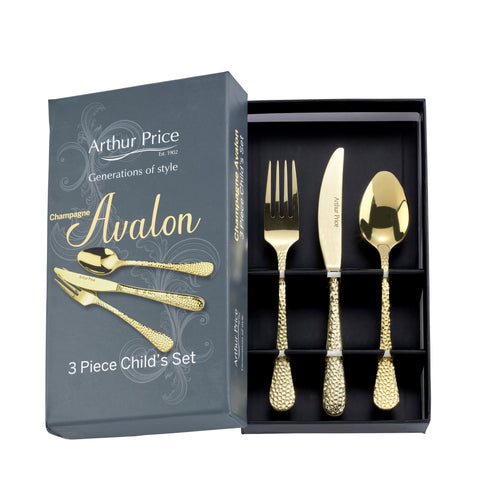 NEW - Arthur Price - Avalon - Champagne Gold - 3 Piece Child Set