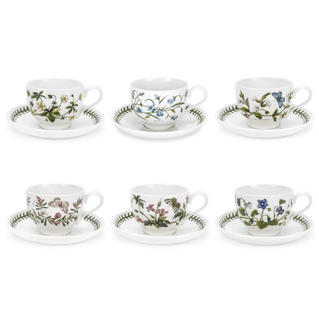 Botanic Garden - Set of 6 Teacups & Saucers - ( T ) Traditional Shape  - New Motifs