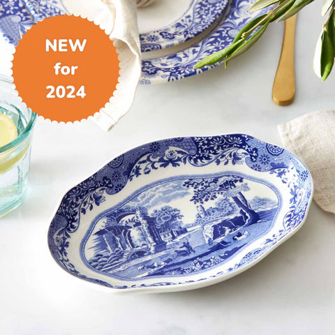 NEW - Spode - Blue Italian - Fluted Oval Dish