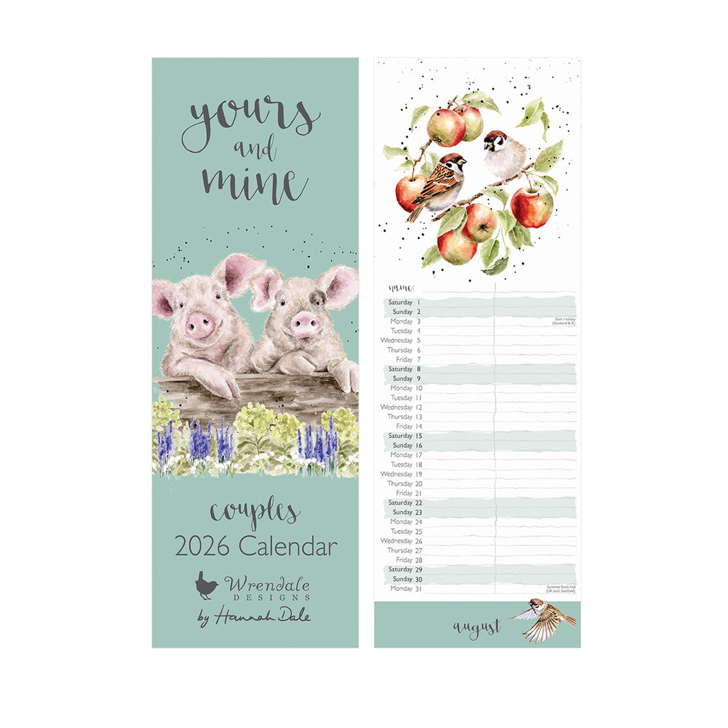 Wrendale Yours and Mine Couples Slim Calendar 2026 HOUSE OF