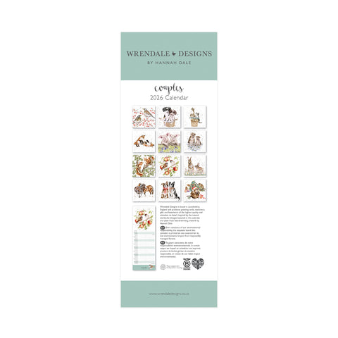 NEW - Wrendale - Yours and Mine Couples - Slim Calendar - 2026