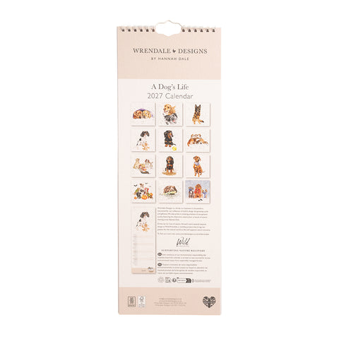 NEW - Wrendale - A Dog's Life - Slim Calendar - 2027