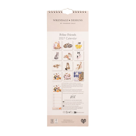 NEW - Wrendale - Feline Friends - Slim Calendar - 2027