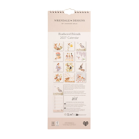 NEW - Wrendale - Feathered Friends - Slim Calendar - 2027