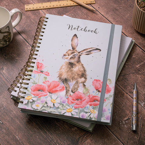 EXTRA SPECIAL OFFER - Wrendale - Spiral Bound Lined Notebook - Field of Flowers Hare