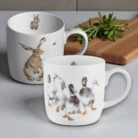 Wrendale - Box Set of 2 Mugs  - Ducks, Hare & Bee