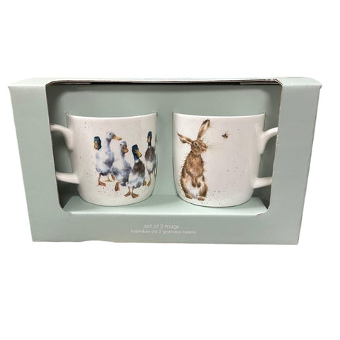 Wrendale - Box Set of 2 Mugs  - Ducks, Hare & Bee