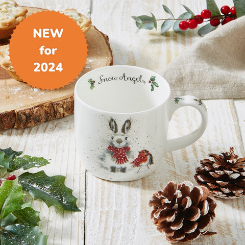 NEW - Wrendale - Christmas - Fine Bone China Mug - Snow Angel Rabbit & Robin